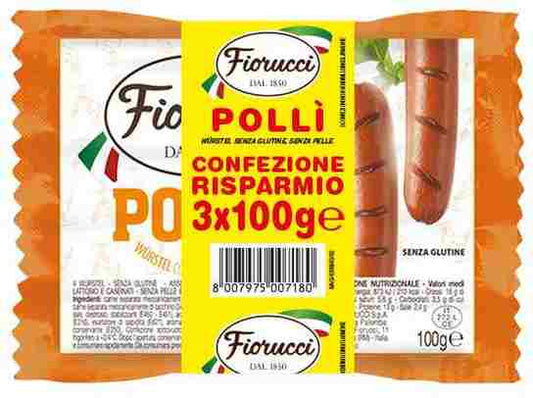 Polli' Wurstell di Pollo e Tacchino Confezione Multipack 3x100g